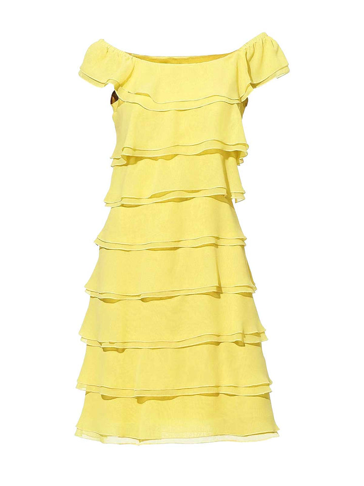 Ashley Brooke Damen Designer-Volantkleid, gelb