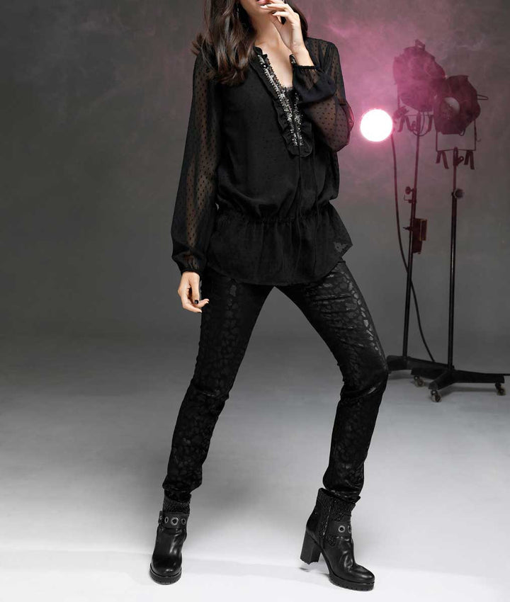 Ashley Brooke Damen Designer-Chiffonbluse, schwarz