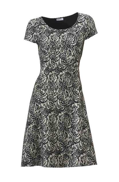Class International Damen Bodyforming-Jacquardkleid, schwarz-beige