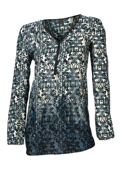 Heine - Best Connections Damen Druck-Tunika, grau-ecru