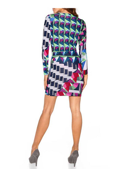 HEINE Damen Druckkleid m. Raffungen, bunt
