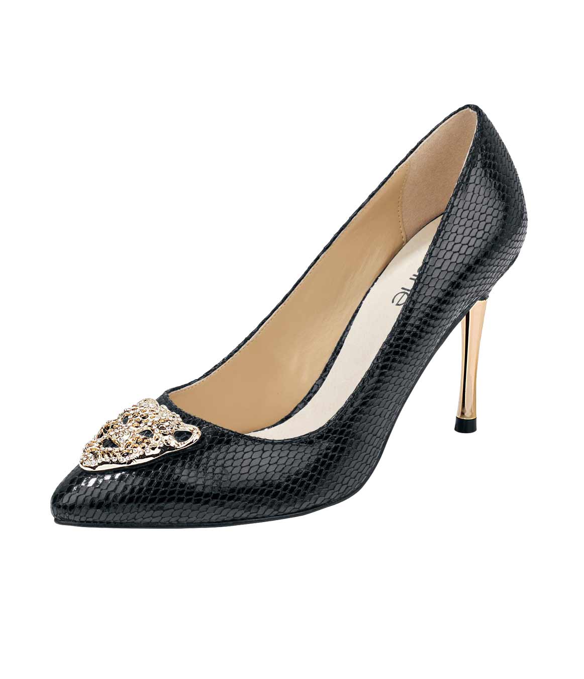 Heine Damen Pumps mit Schmuckelement, schwarz