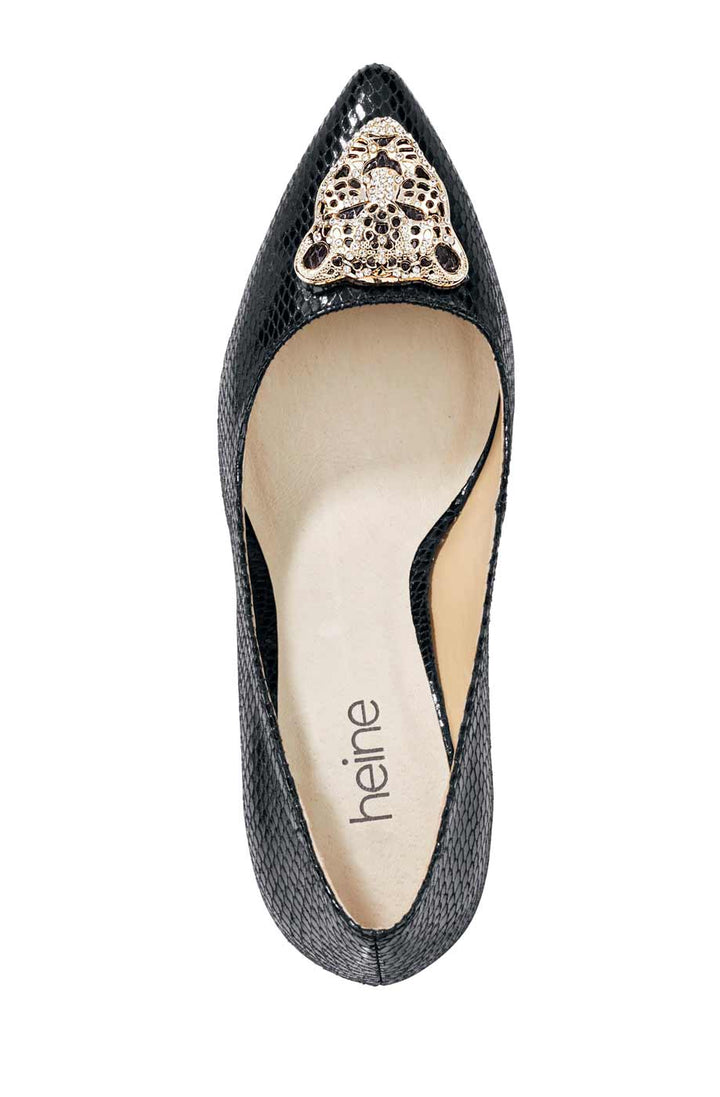 Heine Damen Pumps mit Schmuckelement, schwarz