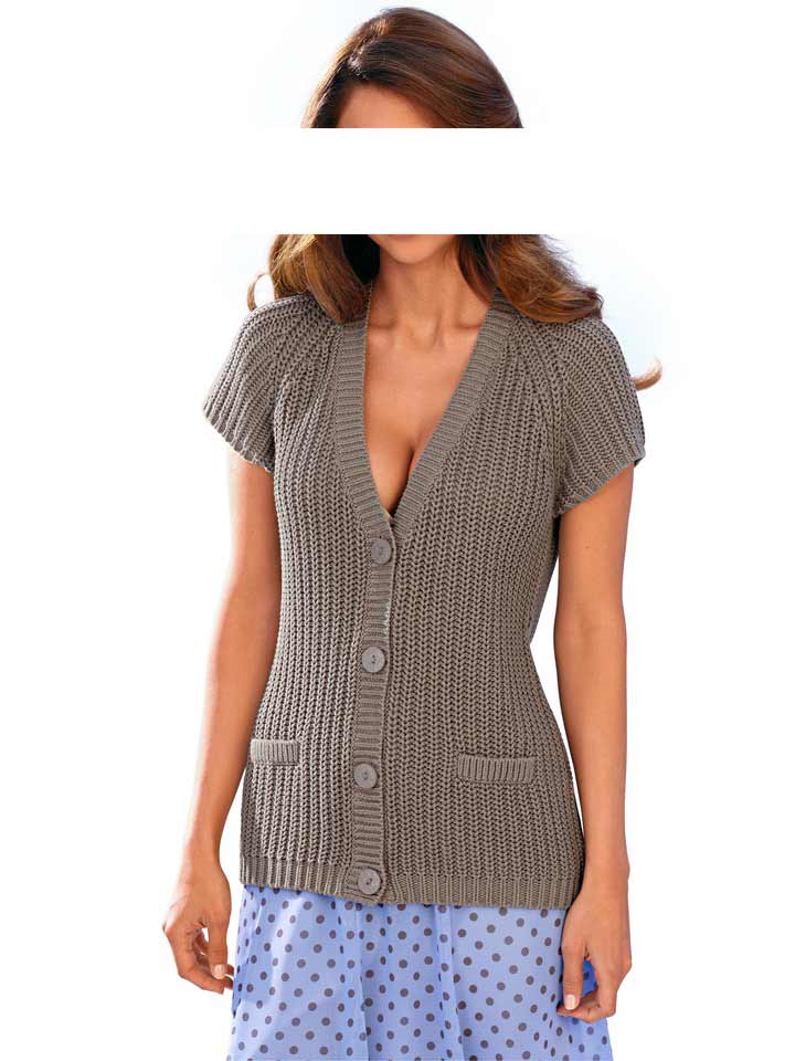 Ashley Brooke Damen Designer-Strickjacke, taupe