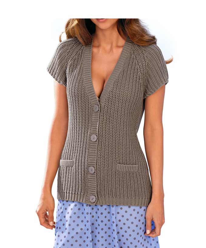 Ashley Brooke Damen Designer-Strickjacke, taupe