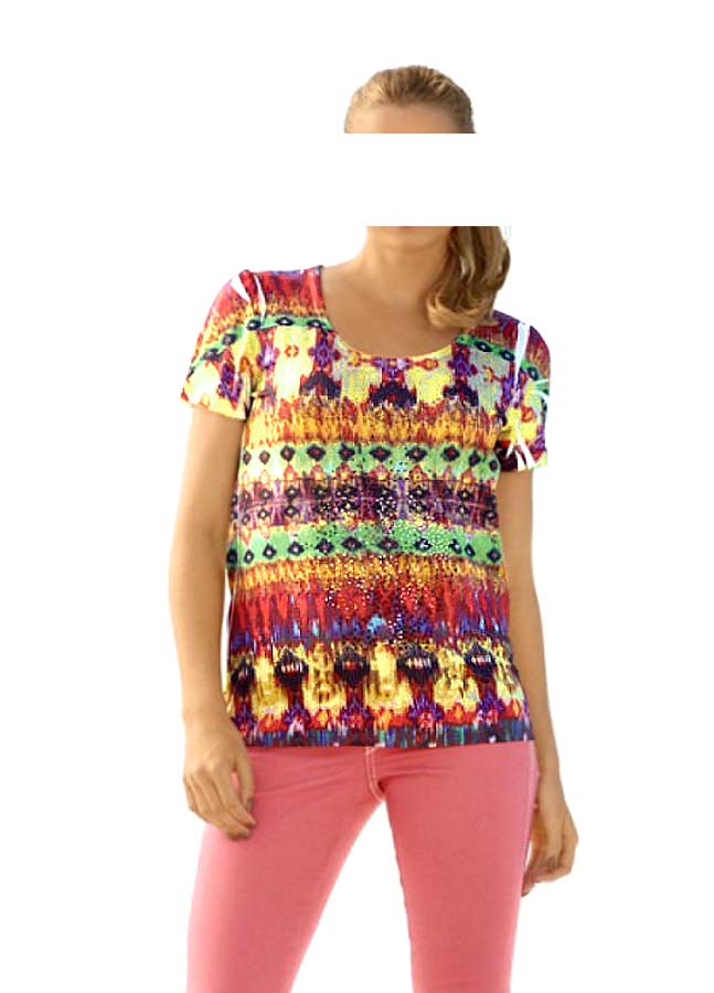 Rick Cardona Damen Designer-Druckshirt mit Strass, bunt