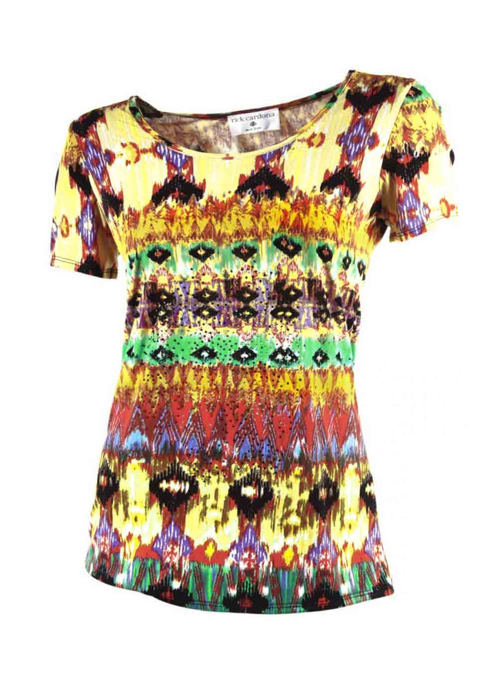 Rick Cardona Damen Designer-Druckshirt mit Strass, bunt