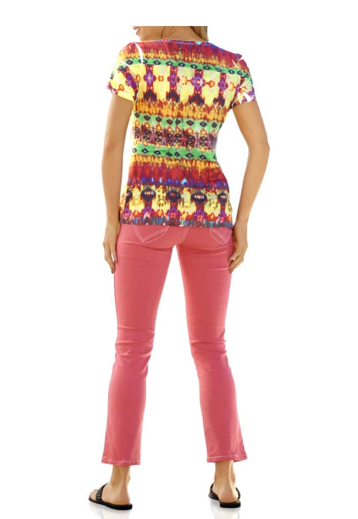 Rick Cardona Damen Designer-Druckshirt mit Strass, bunt