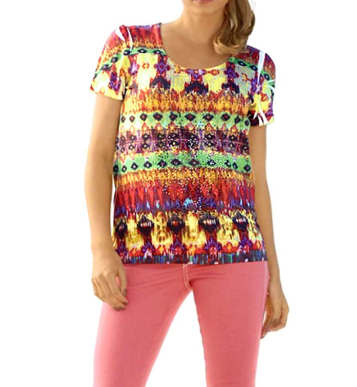 Rick Cardona Damen Designer-Druckshirt mit Strass, bunt