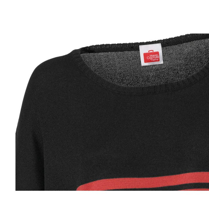 TRAVEL COUTURE BY HEINE Damen Pullover, schwarz-orange-ecru