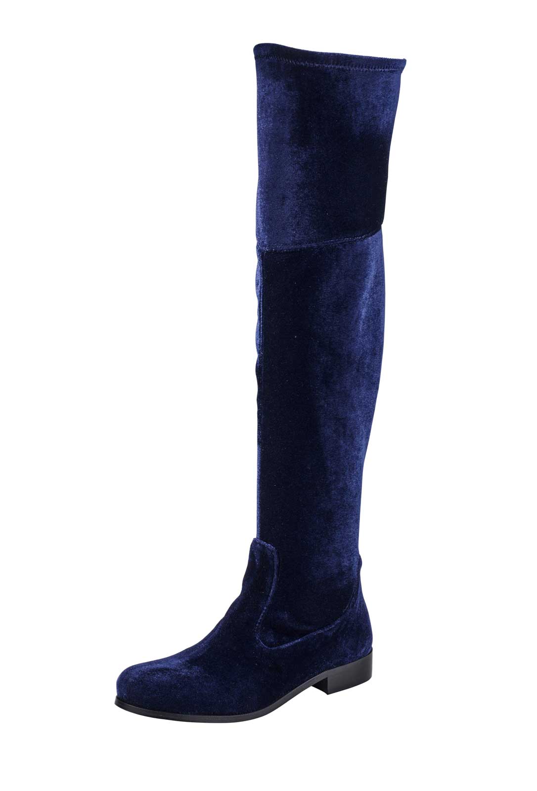 HEINE Damen Samt-Overkneestiefel, nachtblau