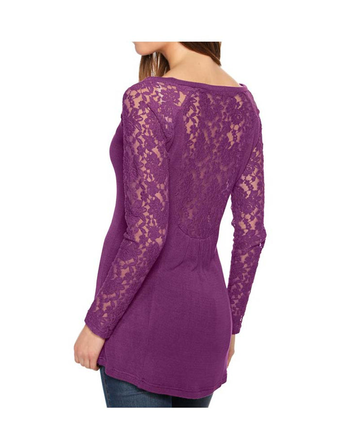 LINEA TESINI Damen Designer-Spitzen-Feinstrickshirt, beere