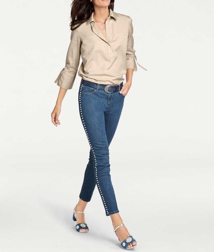 Patrizia Dini Damen Designer-Tencelbluse, beige
