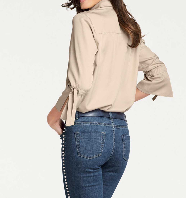 Patrizia Dini Damen Designer-Tencelbluse, beige