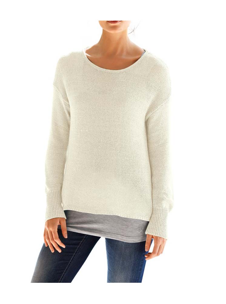 RICK CARDONA Damen Designer-Pullover, creme