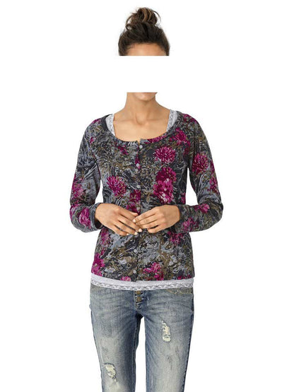 Heine - Best Connections Damen Shirtjacke, grau-pink-bunt