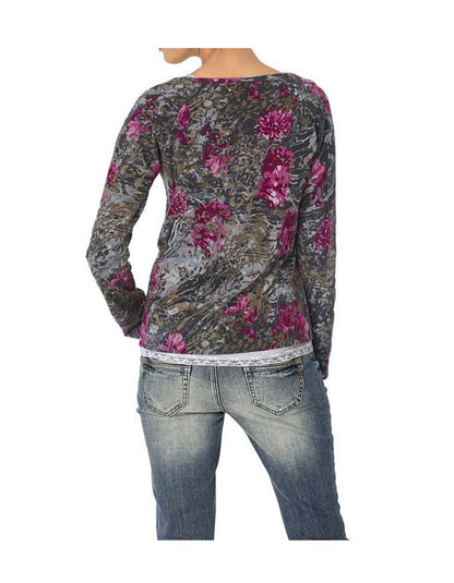 Heine - Best Connections Damen Shirtjacke, grau-pink-bunt
