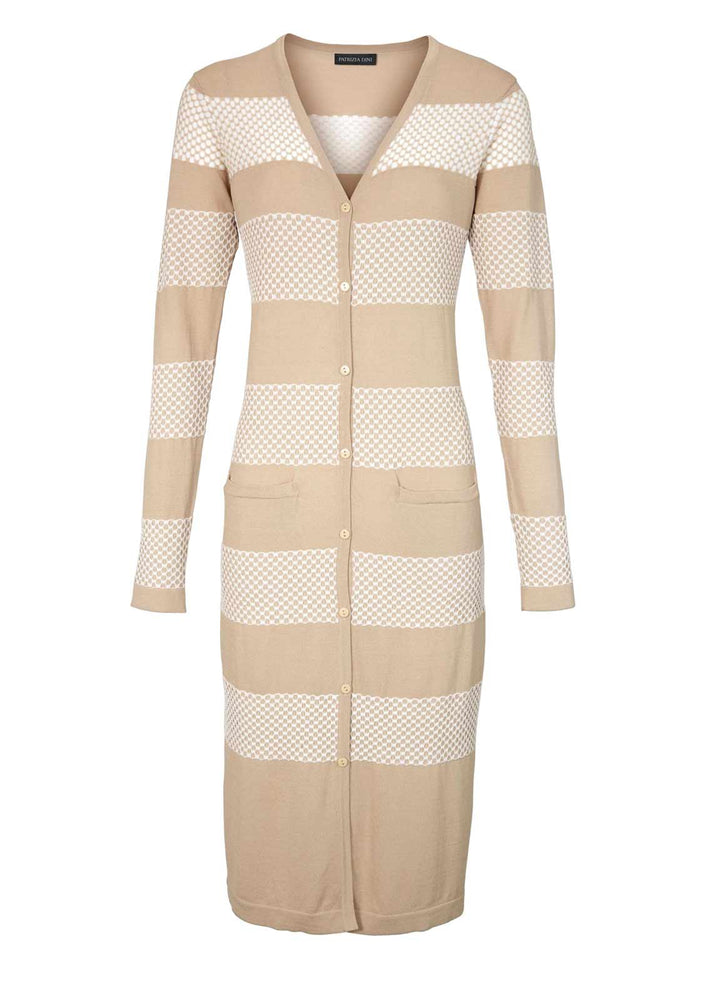 Patrizia Dini Damen Designer-Longstrickjacke, sand-ecru