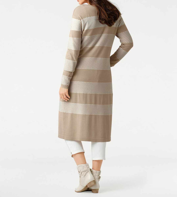 Patrizia Dini Damen Designer-Longstrickjacke, sand-ecru