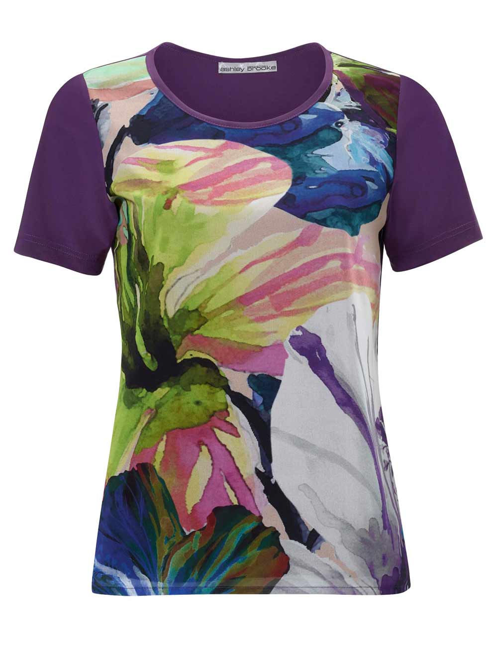 ASHLEY BROOKE Damen Designer-Blusenshirt, lila-bunt