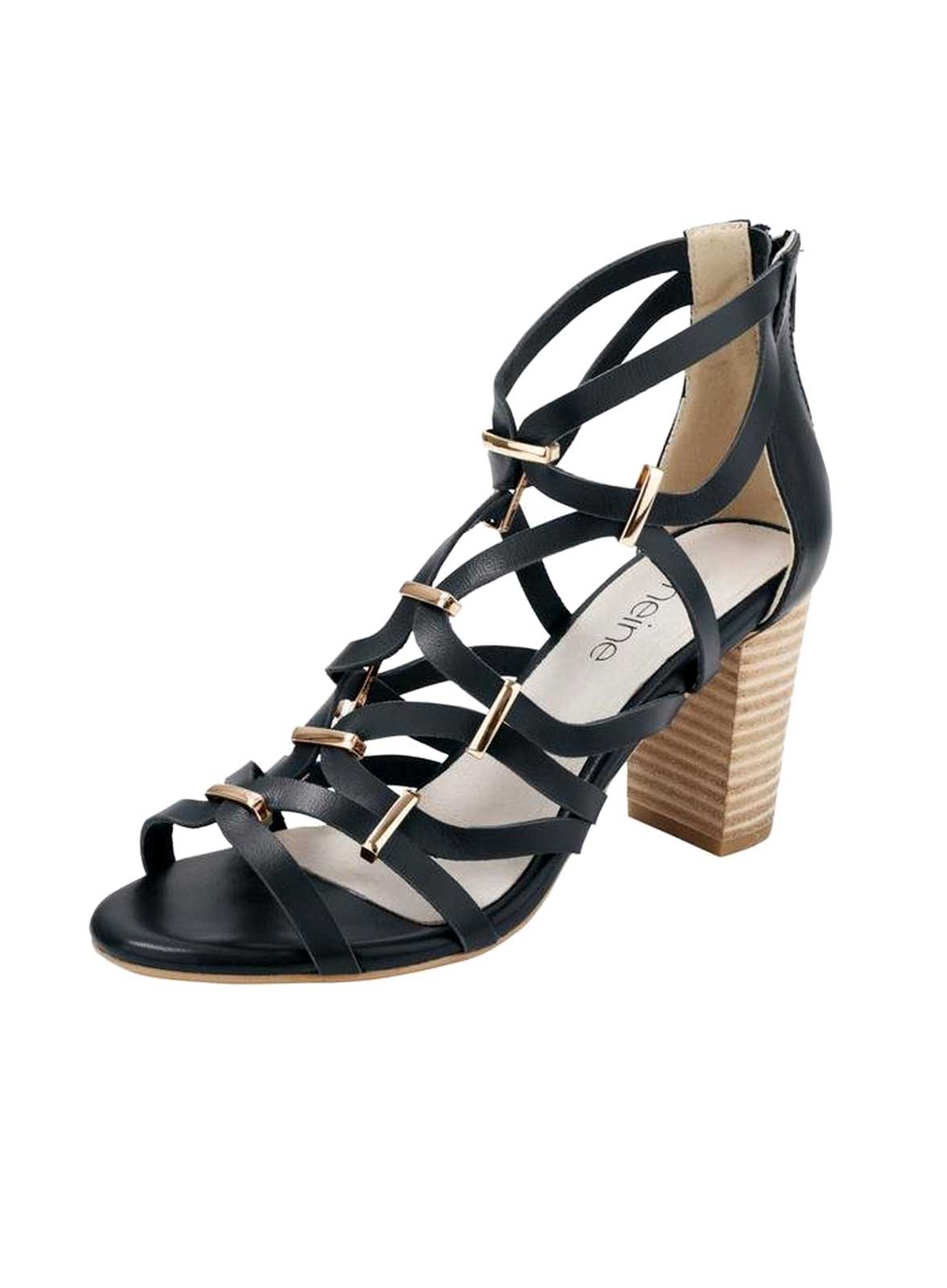 HEINE Damen Leder-Sandalette, schwarz