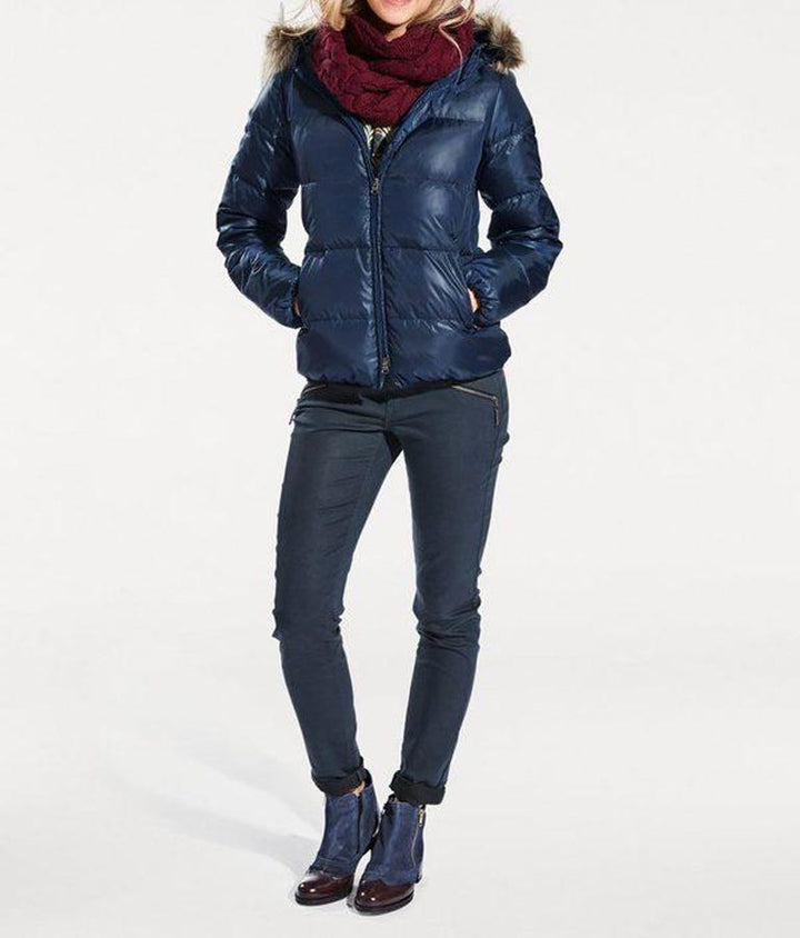 HEINE - BEST CONNECTIONS Damen Daunenjacke m. Webpelz, blau