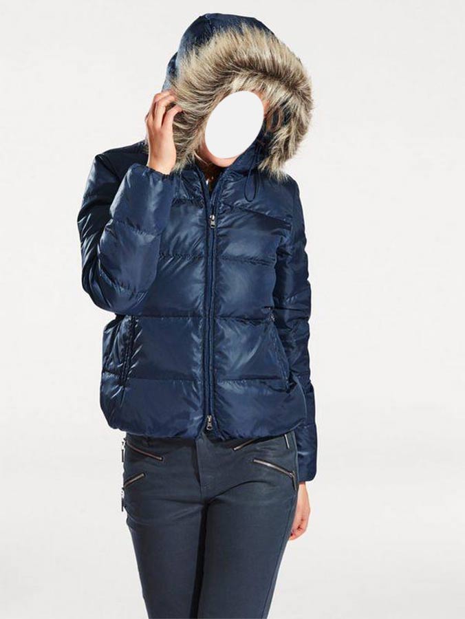 HEINE - BEST CONNECTIONS Damen Daunenjacke m. Webpelz, blau