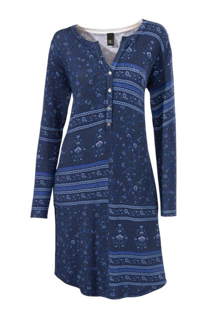 Heine - Best Connections Damen Strickkleid, blau-bunt