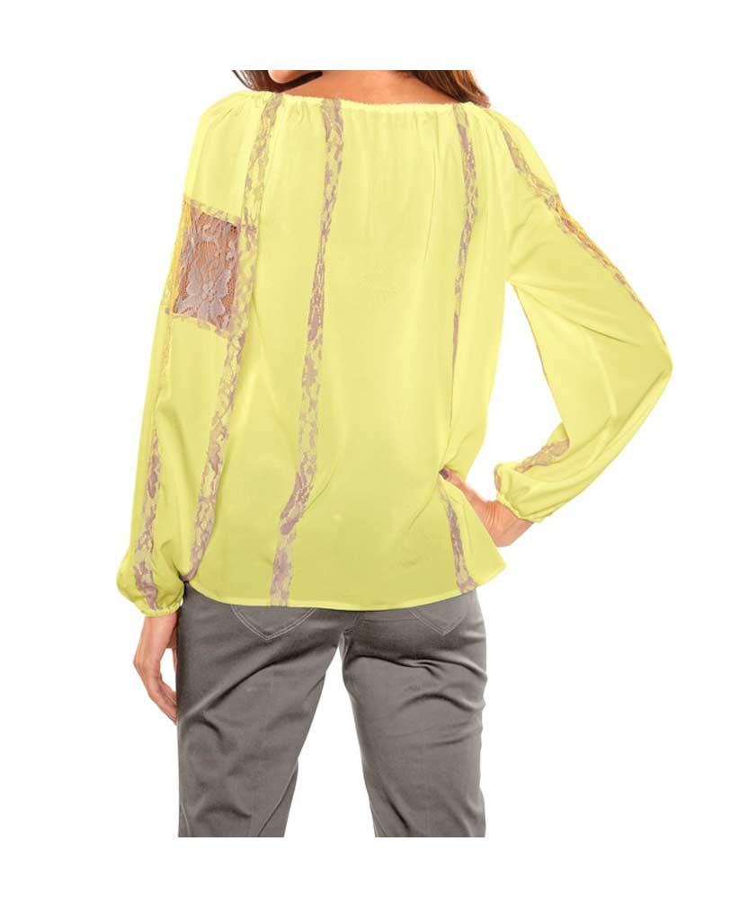 HEINE Damen Chiffon-Spitzenbluse, gelb-creme