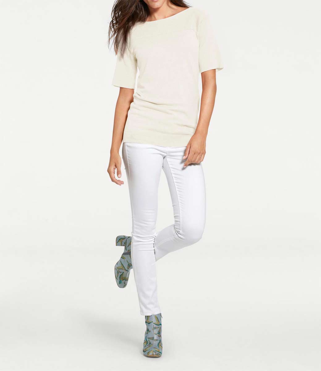 PATRIZIA DINI Damen Designer-Pullover m. Kaschmir, ecru