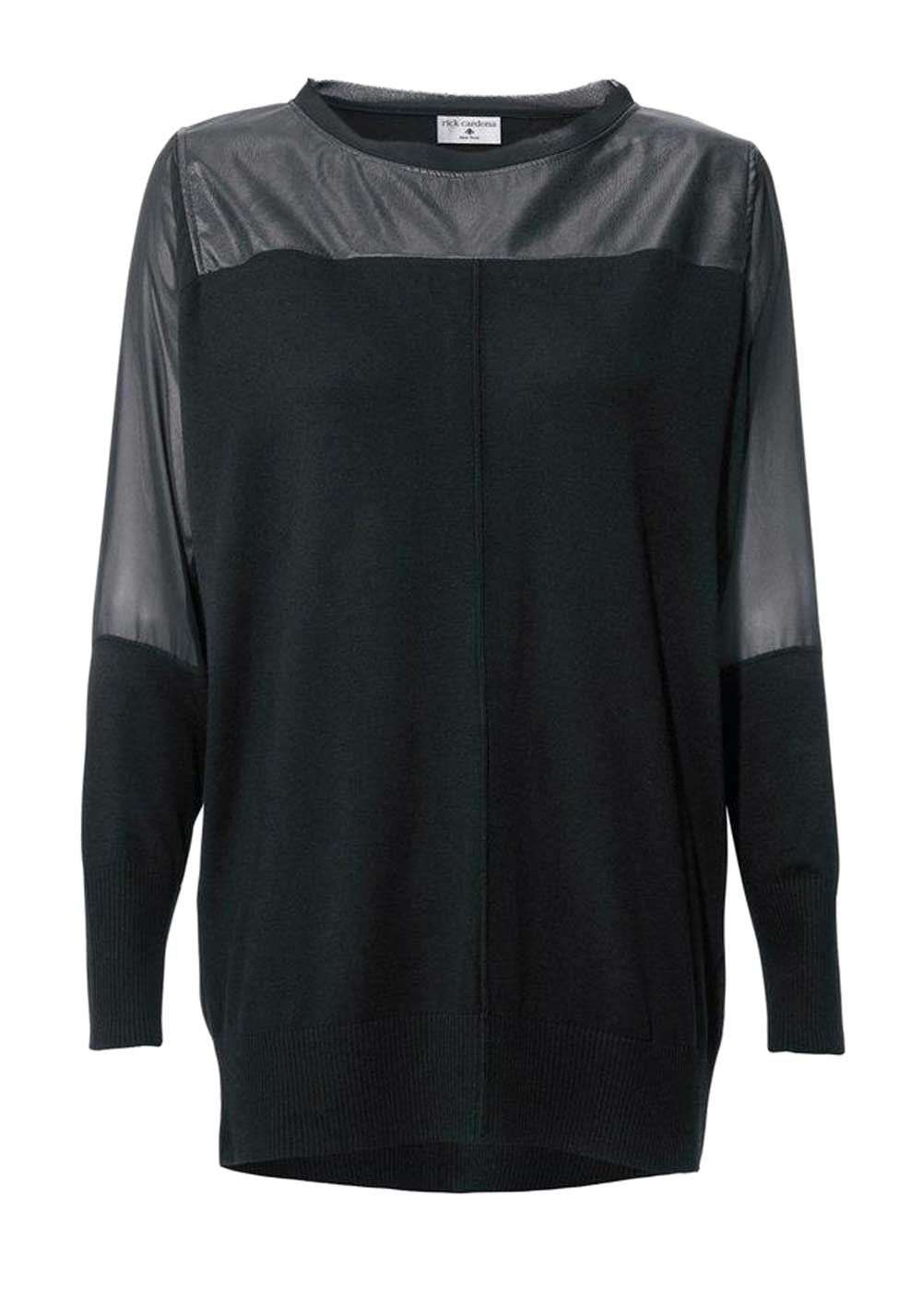 RICK CARDONA Damen Designer-Patchshirt, schwarz
