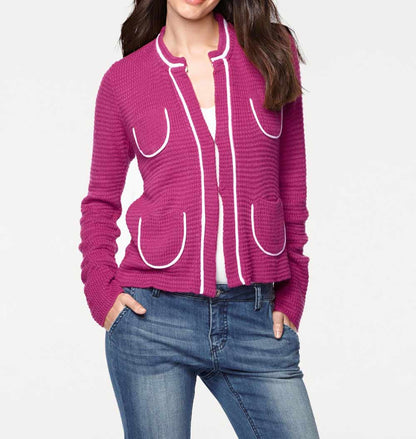 RICK CARDONA Damen Designer-Cardigan, pink-weiß