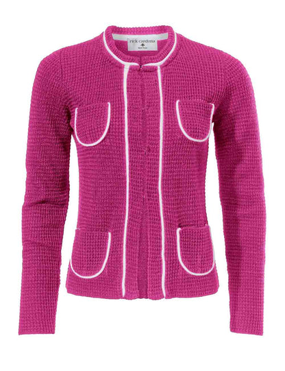 RICK CARDONA Damen Designer-Cardigan, pink-weiß