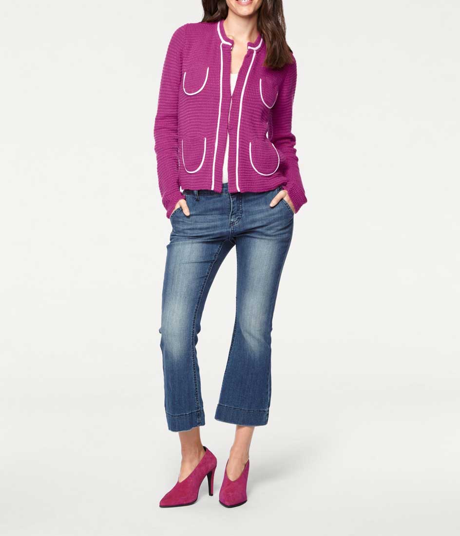 RICK CARDONA Damen Designer-Cardigan, pink-weiß