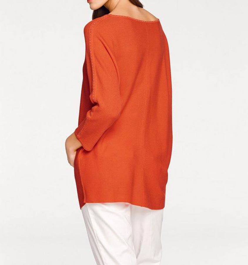 Ashley Brooke Damen Designer-Pullover mit Strass, orange