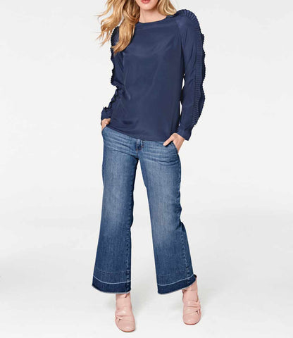 RICK CARDONA Damen Designer-Bluse, blau