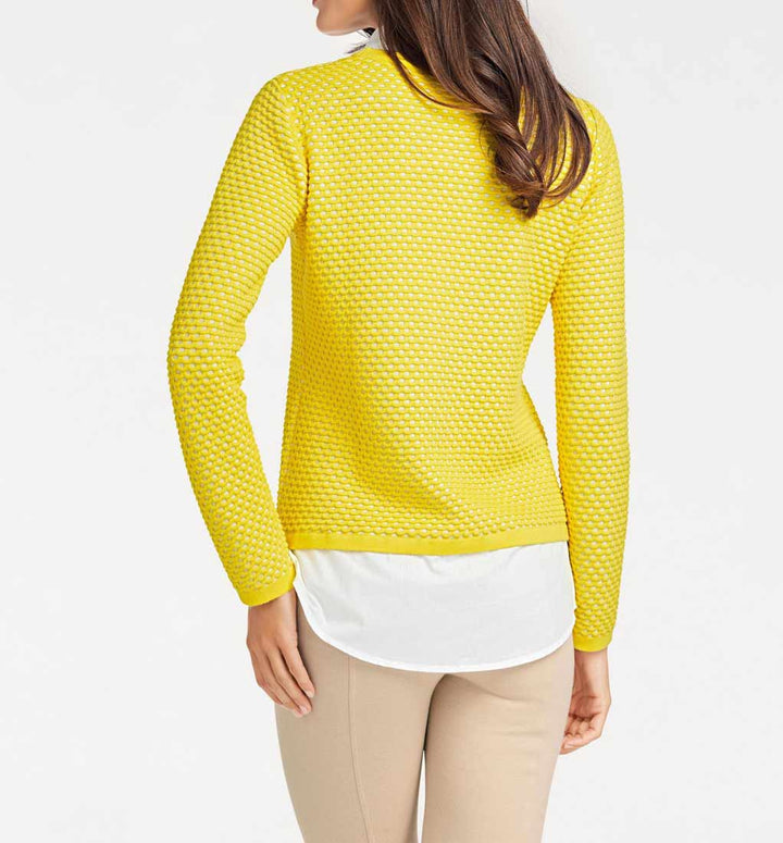 HEINE Damen 2-in-1-Pullover, gelb-weiß