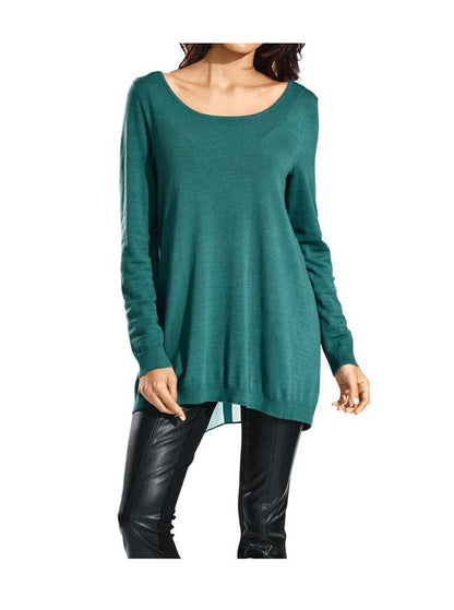 HEINE - BEST CONNECTIONS Damen Pullover m. Chiffon, petrol