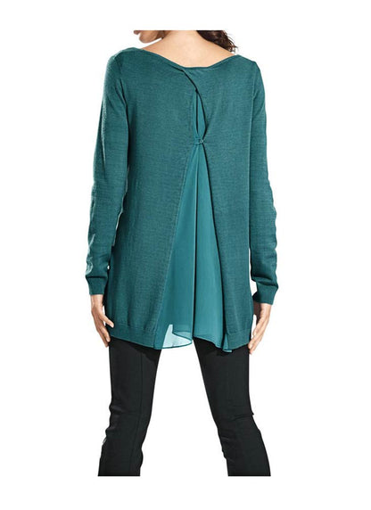 HEINE - BEST CONNECTIONS Damen Pullover m. Chiffon, petrol