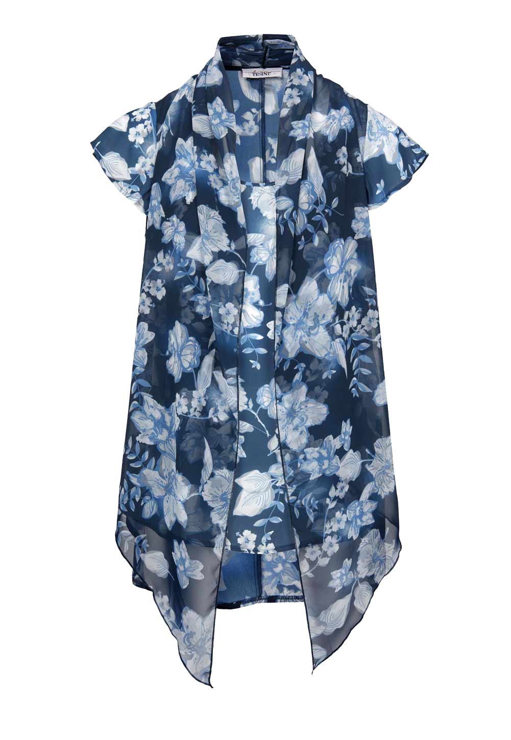 Linea Tesini Damen Designer-2-in-1-Bluse, blau