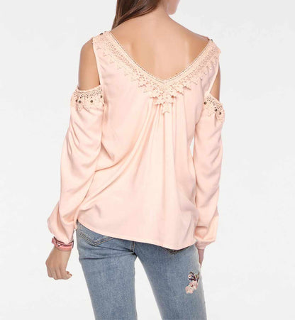 LINEA TESINI Damen Designer-Spitzenbluse m. Perlen, rosa