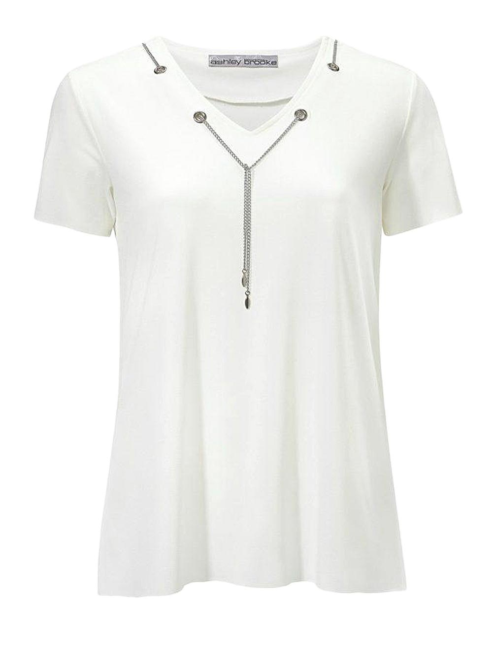 Ashley Brooke Damen Designer-Shirt mit Ketten, offwhite