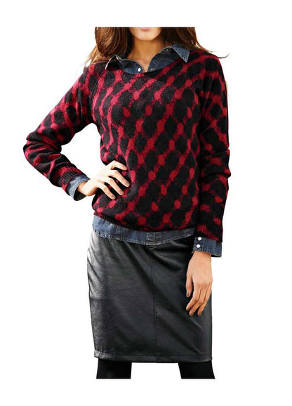 Heine-Best Connections Damen Pullover, rot-schwarz