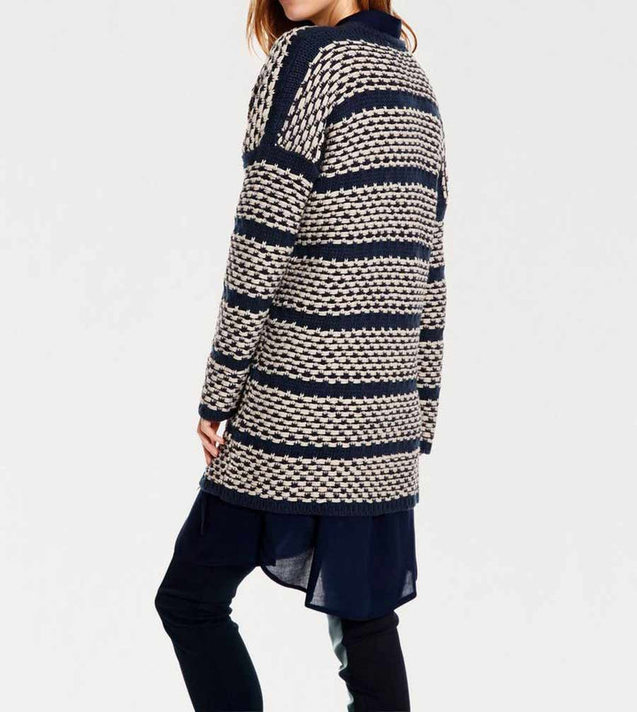 Rick Cardona Damen Designer-Strickmantel, marine-stein