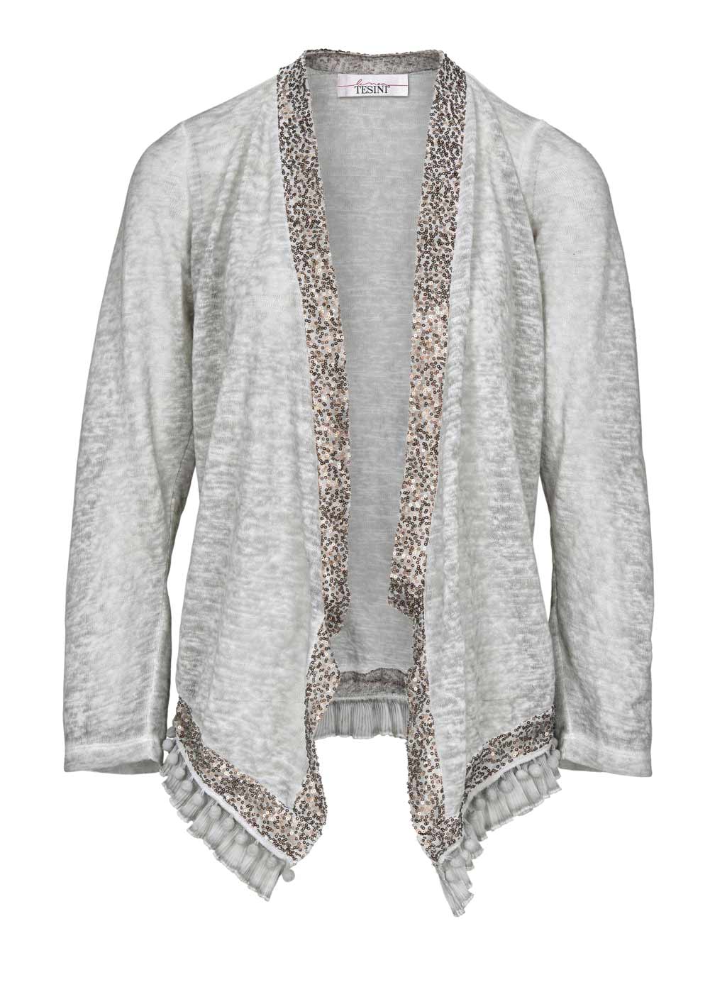 Linea Tesini Damen Designer-Jacke mit Pailletten, grau