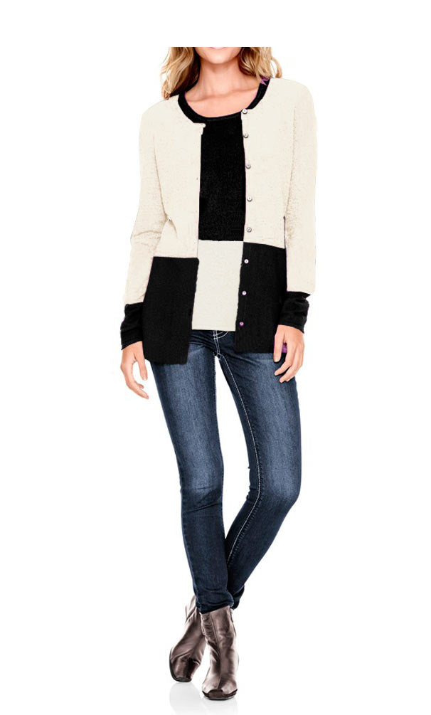 HEINE - BEST CONNECTIONS Damen Kaschmir-Pullover, schwarz-creme