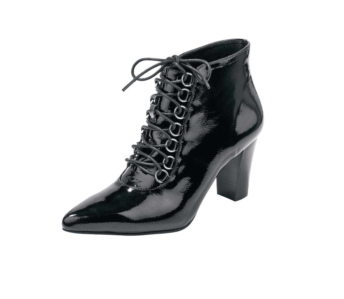 HEINE Damen Lacklederstiefelette, schwarz