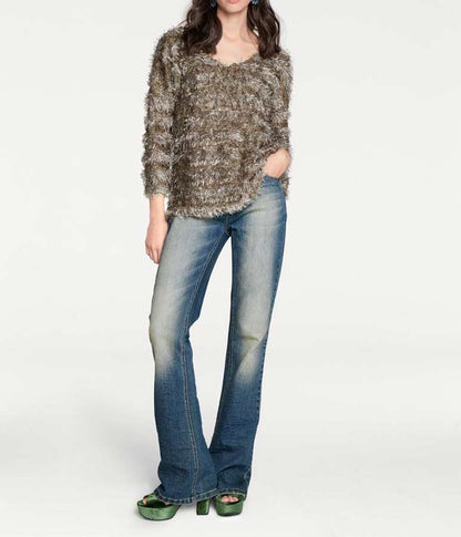 Rick Cardona Damen Designer-Pullover mit Pailletten, taupe