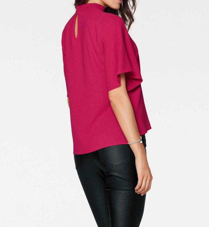 Ashley Brooke Damen Designer-Bluse mit Cut-Out, pink