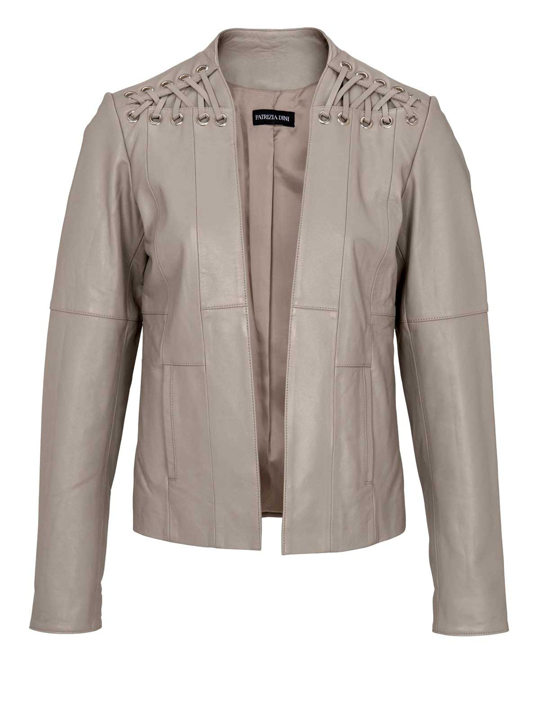 Patrizia Dini Damen Designer-Lammnappalederjacke, helltaupe
